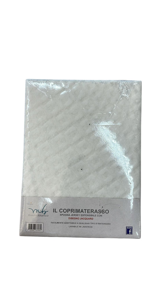 Coprimaterasso Matrimoniale Spugna Jersey Mastrobianco- 180x200+25cm