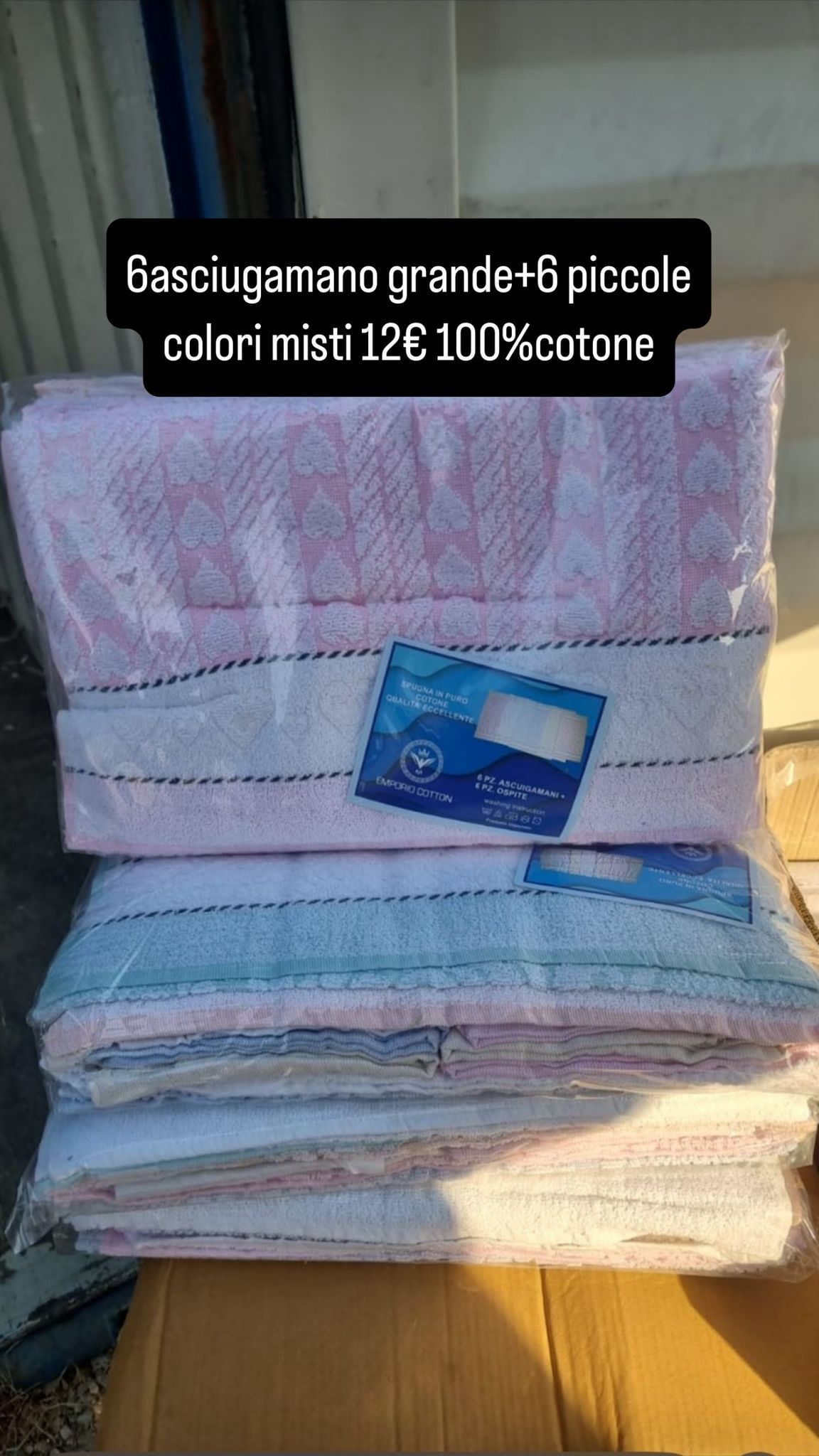 Set Asciugamani in Spugna – 6 Grandi + 6 Piccoli in Cotone Puro
