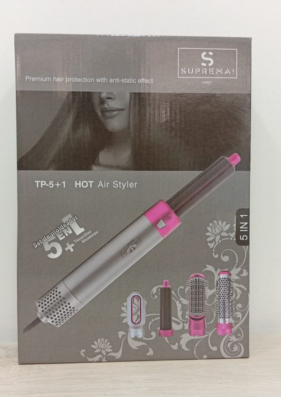 Suprema TP-5+1 Hot Air Styler 5 in 1 – Spazzola ad aria calda multifunzione con protezione premium per i capelli