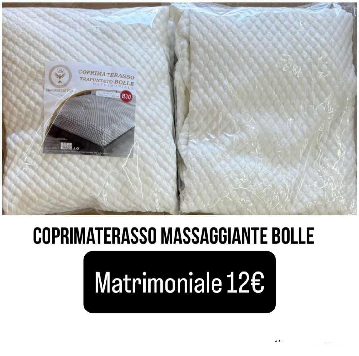 Coprimaterasso Matrimoniale Trapuntato Bolle Emporio Cotton 180x200 + 30 cm